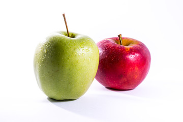Red Green Apples Together Pair Couple Fruit Fresh Food Delciious