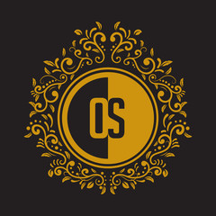 Naklejka premium INITIAL CIRCLE HALF vintage elegant luxury