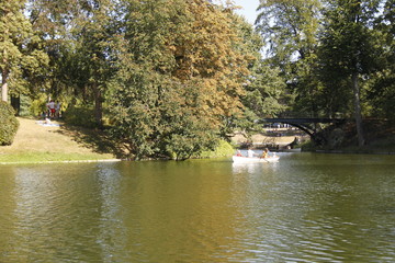 Fototapeta premium Barque sur le lac du Bois de Boulogne à Paris