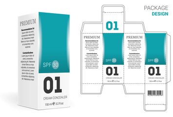 Packaging Design Cosmetics, cut the carton. Shampoos, creams, perfumes, balm.