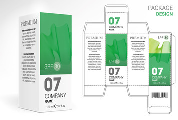 Packaging Design Cosmetics, cut the carton. Shampoos, creams, perfumes, balm.
