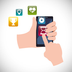 fitness app technology icons vector illustration design