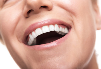 Obraz premium Beautiful wide smile of young woman.