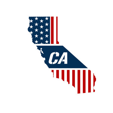 California Patriotic Map. Vector Graphic Design Illustration