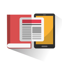 Book smartphone and document icon. Office work idea and supplies theme. Colorful design. Vector illustration