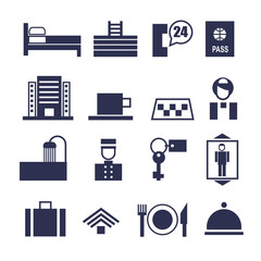 set of geometric vector icons for hotel service