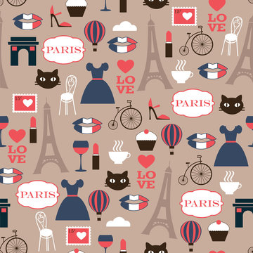 color french seamless vector pattern
