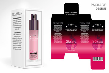 Packaging Design Cosmetics, cut the carton. Shampoos, creams, perfumes, balm.