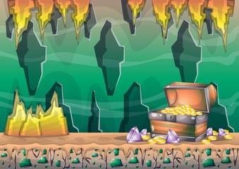 cartoon vector cave with separated layers for game and animation game design asset