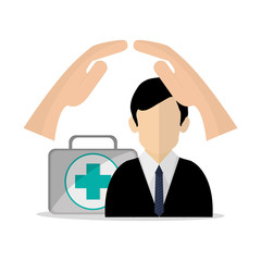 Medical kit and man icon. Medical and health care theme. Colorful design. Vector illustration