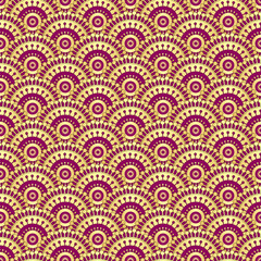 Fototapeta premium Vintage gold and purple seamless pattern