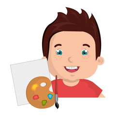 avatar boy smiling with art paint palette and canvas icon. colorful design. vector illustration