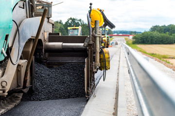 Road roller working on the construction site