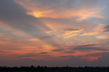 Sunset / sunrise with beautiful colorful sky with clouds