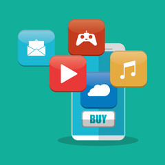 Smartphone icon. Shopping online ecommerce and media theme. Colorful design. Vector illustration