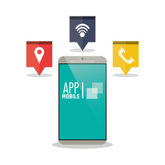 Smartphone and apps icon set. Media multimedia and internet theme. Colorful design. Vector illustration
