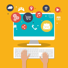Fototapeta na wymiar Computer icon. Shopping online ecommerce and media theme. Colorful design. Vector illustration