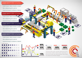 Fototapeta na wymiar illustration of info graphic factory equipment concept in isometric 3D graphic