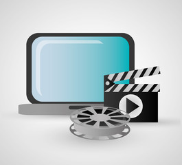 Laptop icon. Cinema movie video and film theme. Isolated design. Vector illustration