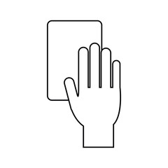 Card and hand icon. Soccer sport hobby competition and game theme. Isolated design. Vector illustration