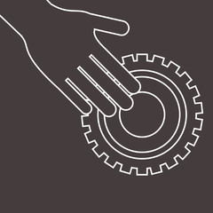 hand and gear icons image vector illustration design 