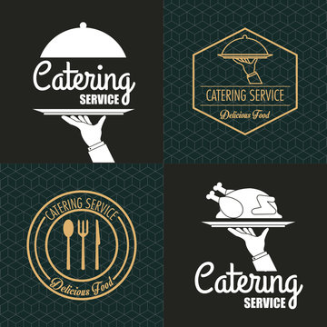 catering service emblem image vector illustration design 