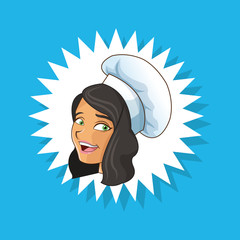 emblem happy chef or cook icon image vector illustration design 