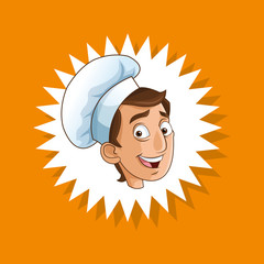 emblem happy chef or cook icon image vector illustration design 