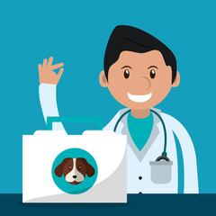 Obraz premium happy doctor veterinarian related icons image vector illustration