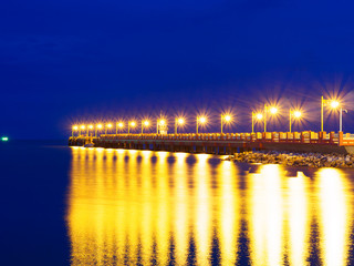 Fototapeta premium golden bridge blue sky at Prachuap Khiri Khan, Thailand