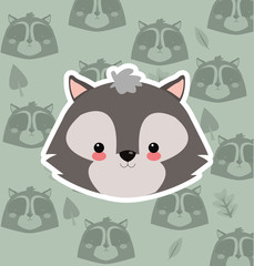 skunk with pattern background image vector illustration design 