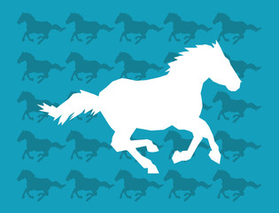 Obraz na płótnie Canvas horse running silhouette icon over pattern image vector illustration