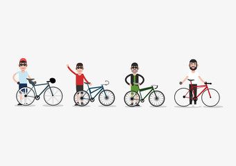 Obraz premium bike and cyclist icons image vector illustration 