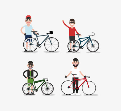 bike and cyclist icons image vector illustration 