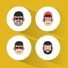 four faces of men icons image vector illustration design 