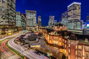 Fototapete Rund Nachtansicht des Bahnhofs Tokio © 琢也 五十嵐