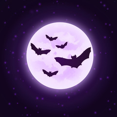 Obraz na płótnie Canvas Vector bats with moon. Halloween illustration.