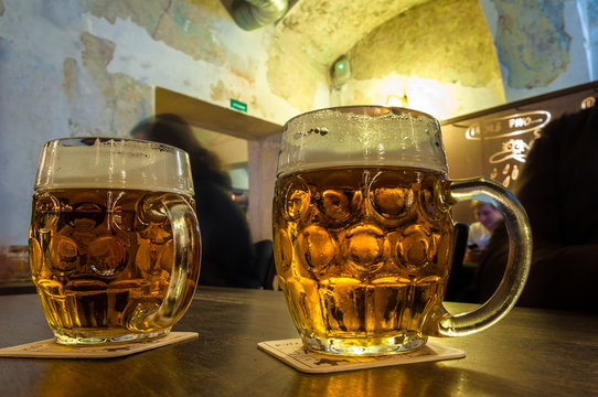 The Famous Czech Beer "Pilsener" In Plzen, Czech Republic.