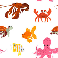 Seamless pattern with cartoon animals.