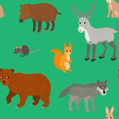 Seamless pattern with cartoon animals.