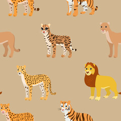 Obraz premium Seamless pattern with cartoon animals.