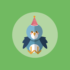 cute festive bird animal with party hat image vector illustration design 