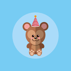 cute festive bear animal with party hat image vector illustration design 