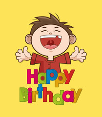 child with happy birthday related icons image vector illustration design 