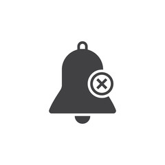 bell with X sign, delete alarm icon vector, solid logo illustration, pictogram isolated on white