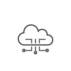 cloud computing line icon, outline vector logo illustration, linear pictogram isolated on white