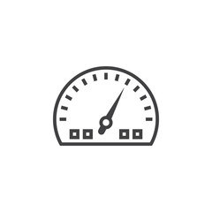 Dashboard line icon, speedometer gauge outline vector logo illustration, linear pictogram isolated on white