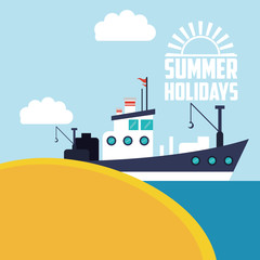 Naklejka premium boat or ship with nautical sea life related icons image vector illustration design 