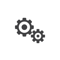 Settings icon vector, gears solid logo illustration, cog wheels pictogram isolated on white