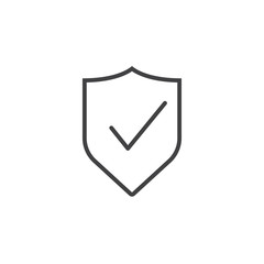 Shield With Check Mark line icon, guard outline vector logo illustration, linear pictogram isolated on white